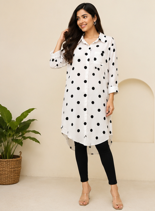 Polka White Shirt
