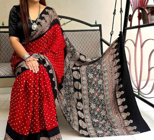 Ajrak Design Saree Colorful