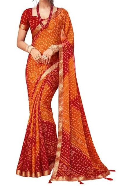 Bandhani Chiffon Saree Colorful