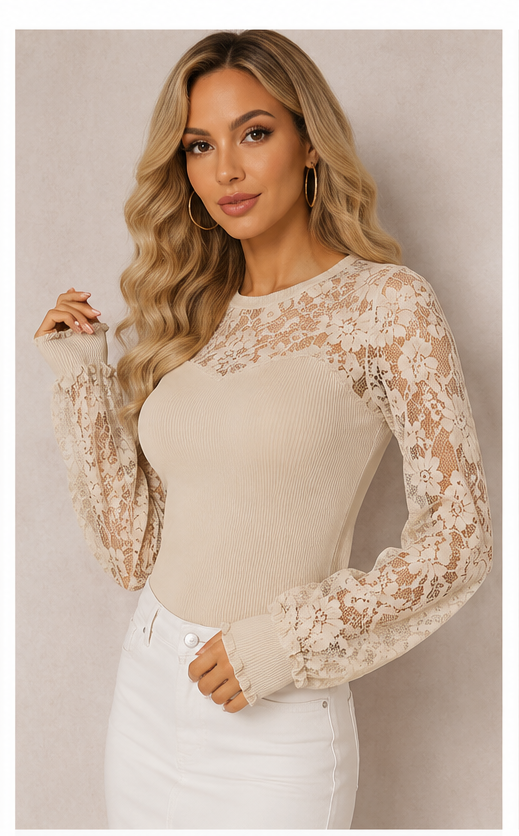 Aurora Floral Lace Sleeve Top