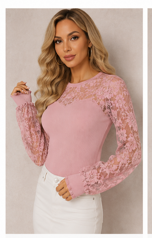 Aurora Floral Lace Sleeve Top