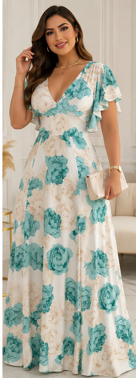 Royal Bloom Maxi Dress
